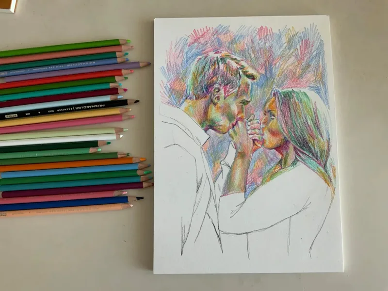 Colorful pencil portrait example
