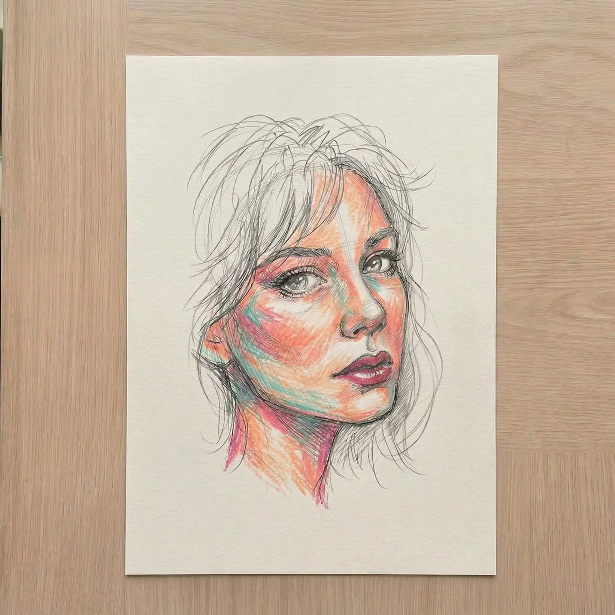 Layering bold, unexpected colors on a portrait's skin